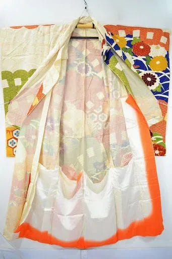 Stunning New Un-Finished Silk Wedding Furisode Embroidered Chrysanthemum