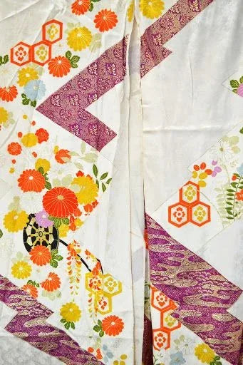Stunning New Silk Wedding Furisode Wisteria Chrysanthemum UNFINISHED