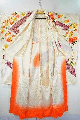 Stunning New Silk Wedding Furisode Wisteria Chrysanthemum UNFINISHED