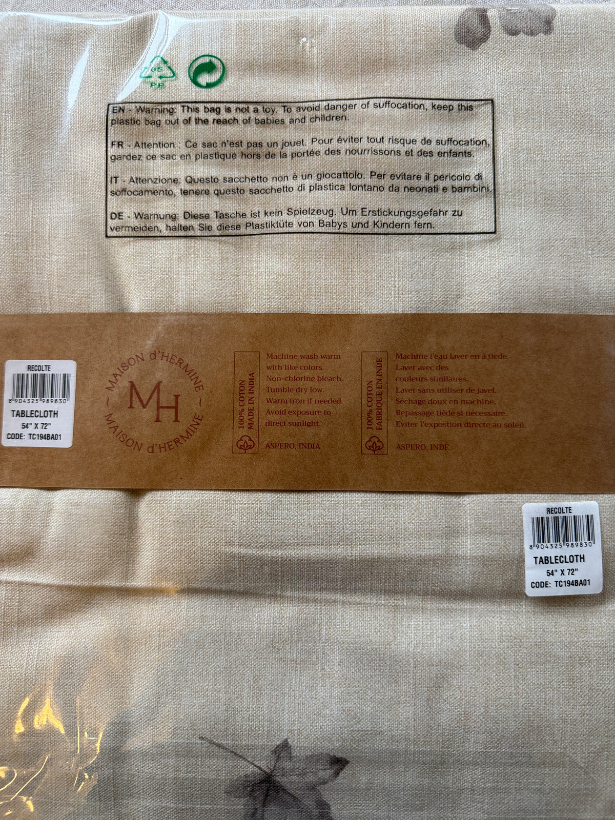 Maison d' Hermine Table Cloth Square Table Reusable 100% Cotton Nature Fall Squirrel Mushroom Acorn Pumpkin Flowers 60x120”