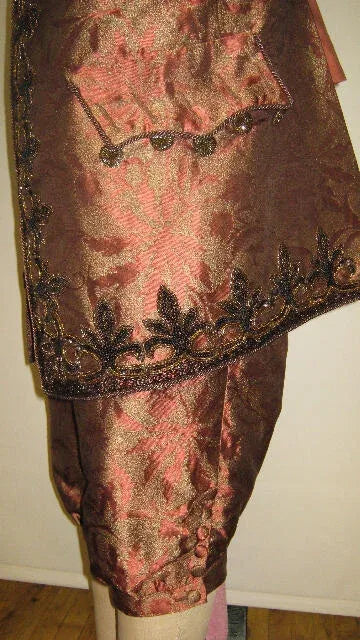 by yard 100% Silk Jacquard Palm Japanese Maple Leaf Foliage Magic  Leaf "thyme" Brown Gold Red