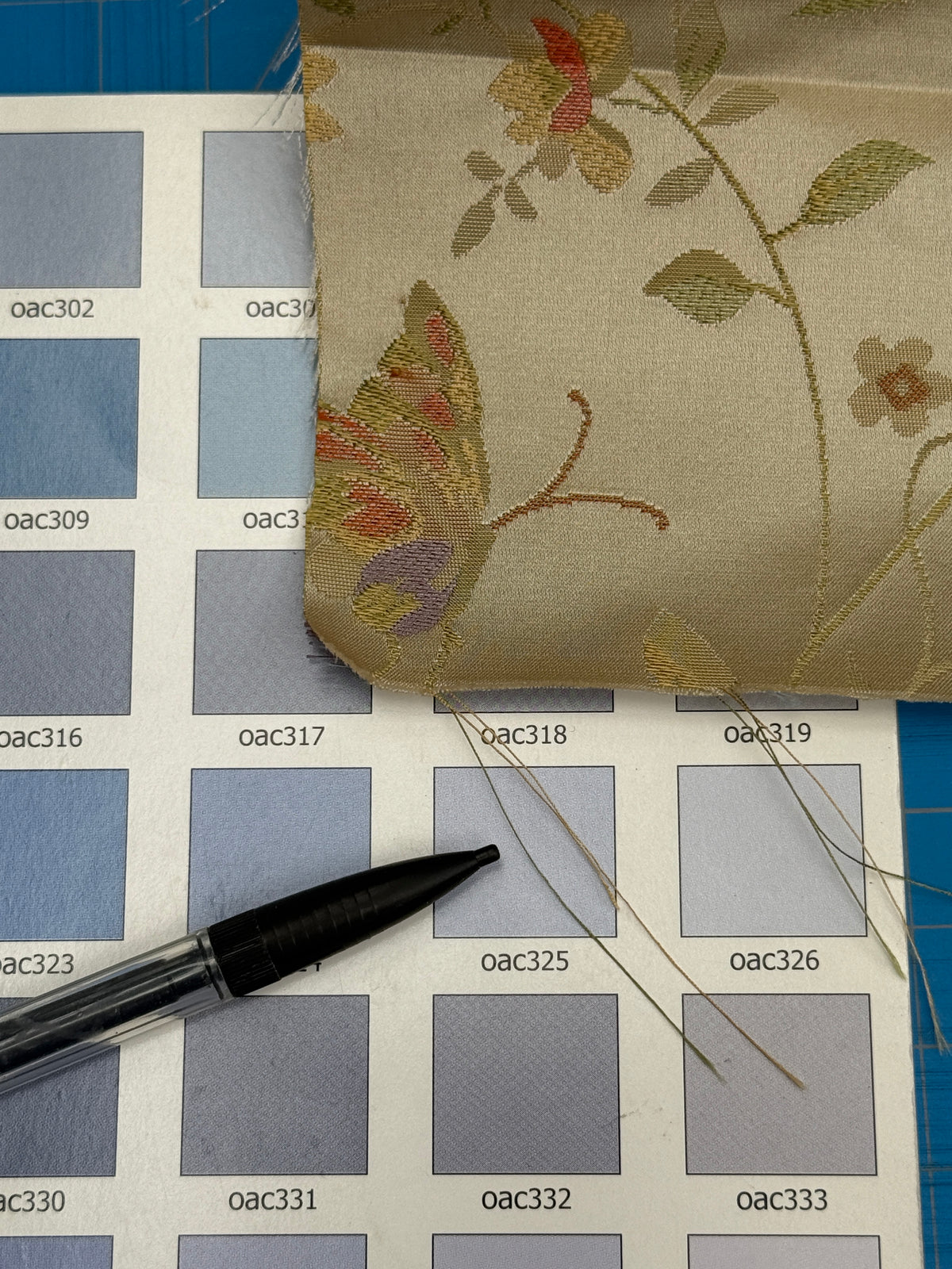 Butterfly Lovers Chinoiserie Garden 100% Silk Lampas Pink Blue Green over Gold Almond MSRP USD286/yard