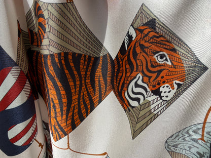 Art Scarf Lattern Festival Animal Kingdom Bird Fish High End 100% Silk Twill Scarf Huge 40”