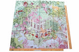 Art Scarf Leopard River Resort Tropical Jungle Waterfall Mint Green Fuschia Pink High End Silk Twill Scarf Double Sided