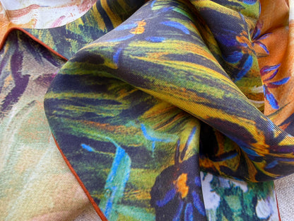 Art Scarf French Country Rose Patio Southern Mediterranean Mansion Seaside High End Silk Twill 41 Inches