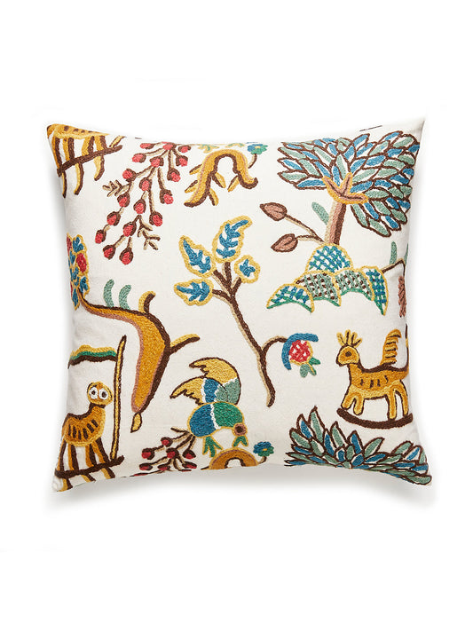 Scalamandre Fables - Crewel 22 X 22 - Blue / Multi Decorative Pillow