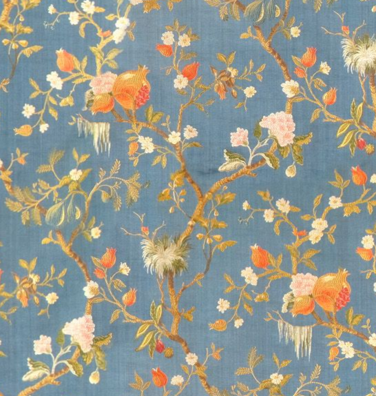 Special Order Scalamandre Colony Renaissance Melograno Blu Di Prussia Silk Lampas