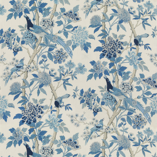 Special Order G P &amp; j Baker Hydrangea Bird - Blue Chifu Linen Bird Floral Botanical Fauna MSRP USD 246/y