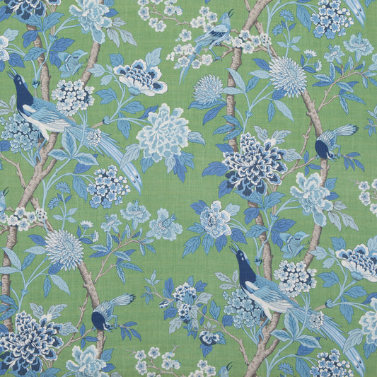 Special Order G P &amp; j Baker Hydrangea Bird - Emerald Blue Chifu Linen Bird Floral Botanical Fauna MSRP USD 246/y