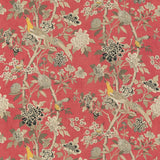 Special Order G P & j Baker Hydrangea Bird - Old Rose Red Chifu Linen Bird Floral Botanical Fauna MSRP USD 298/y
