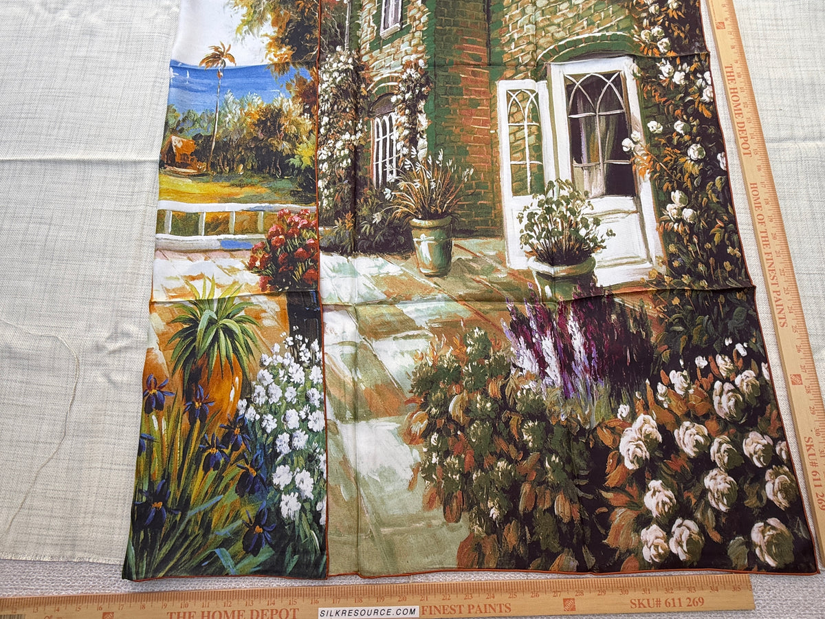 Art Scarf French Country Rose Patio Southern Mediterranean Mansion Seaside High End Silk Twill 41 Inches