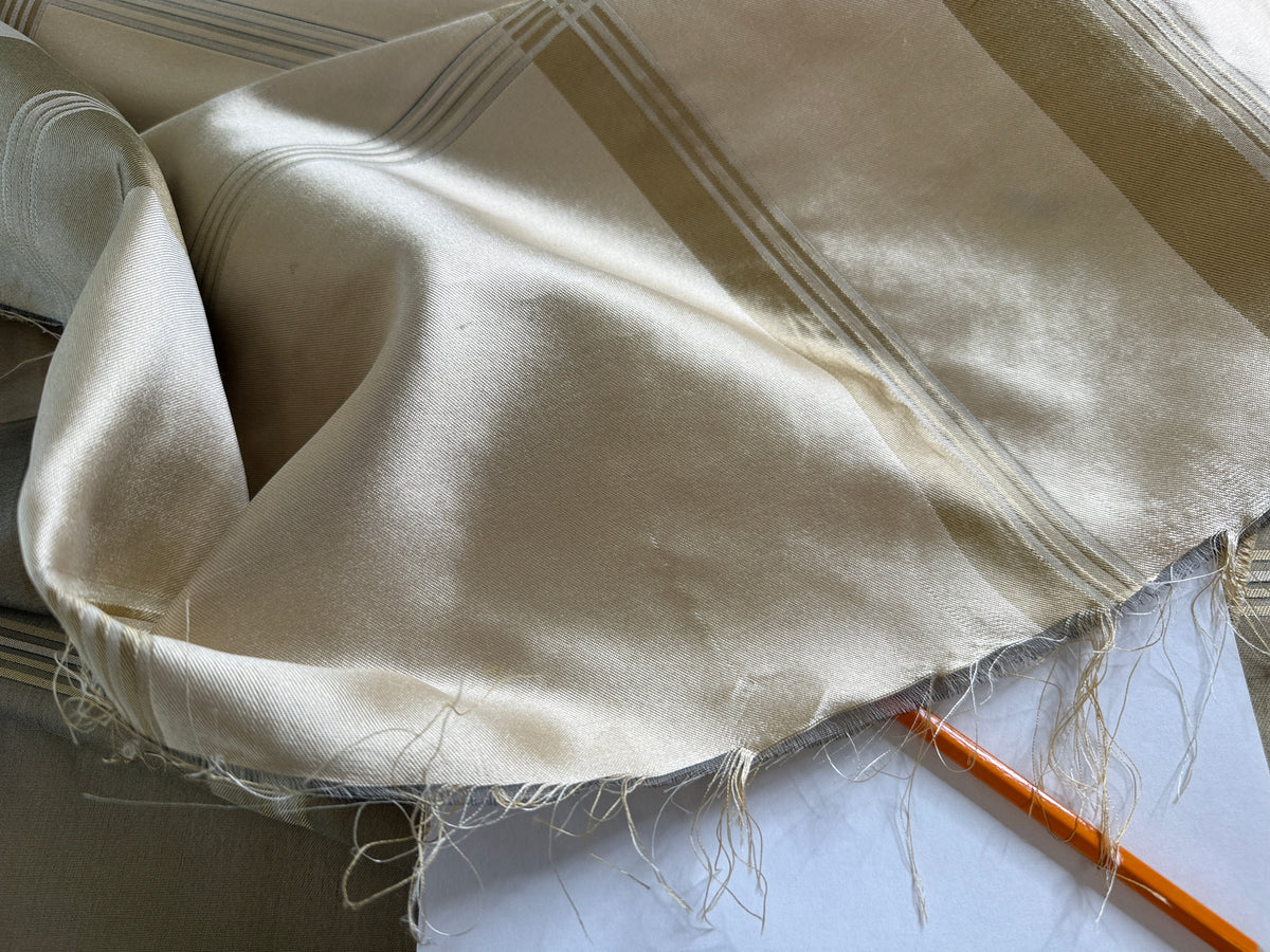 Scalamandre Iridescent Plaid in Champagne Cream Pale Gold Silk Organza Pocket Weave- By The Yard