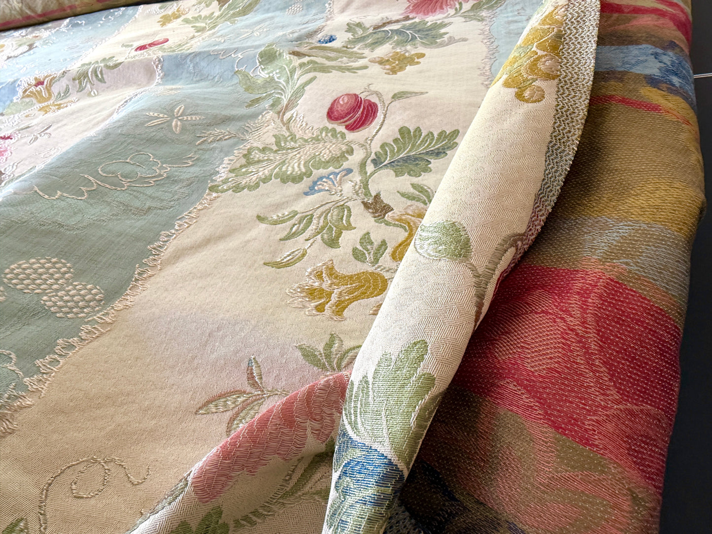 Scalamandre Colony  Villa Lante Stripe Multi on Sky Blue Renaissance Classic MSRP USD 618/y