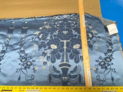 Scalamandre Neoclassical Meuse Ornamental Silver &amp; Blue Silk Pearl Peacock Piece B