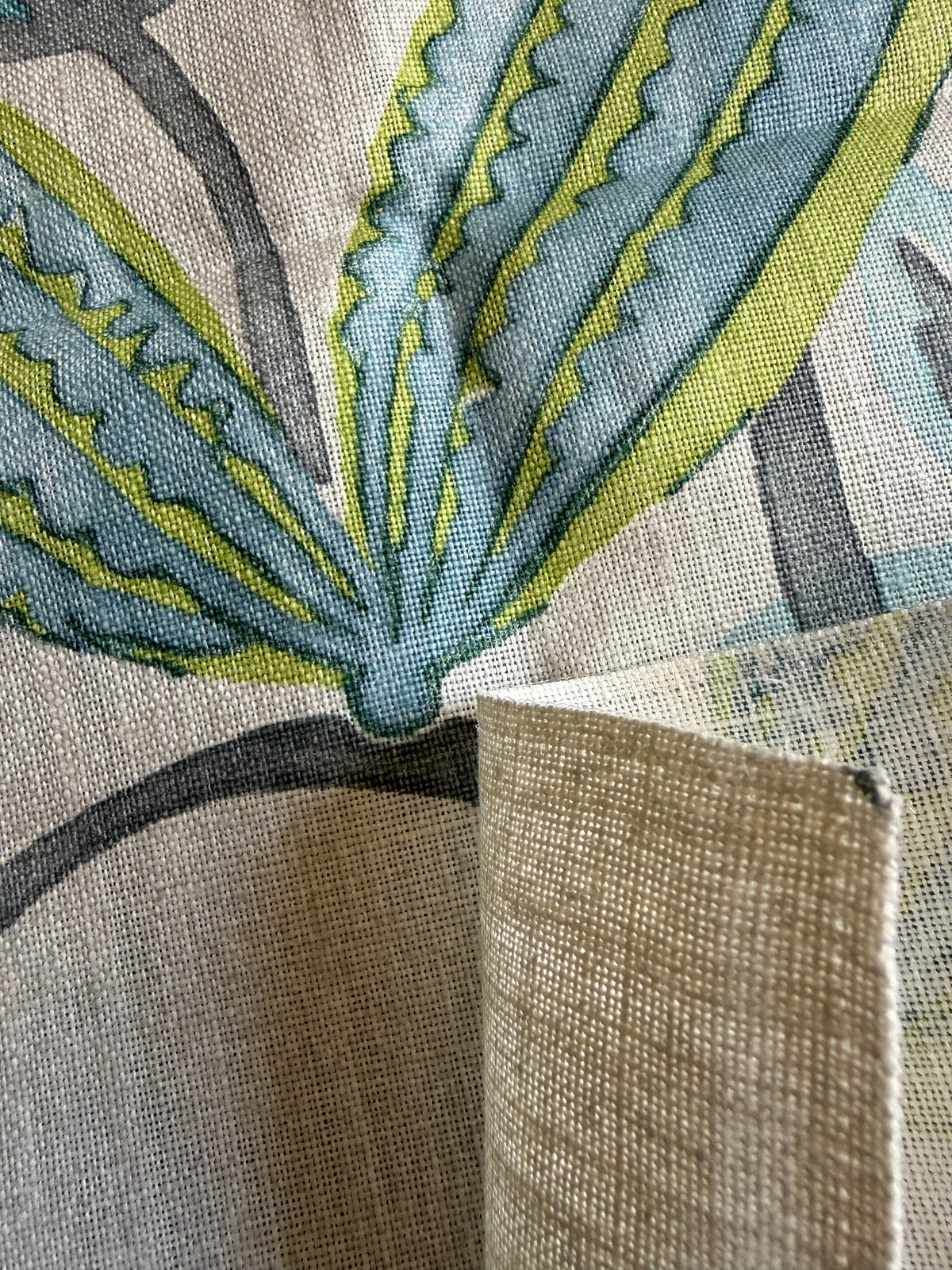 Vervain La Maitrise Seaglass Blue Green Large Foliage Linen Heavy Duty