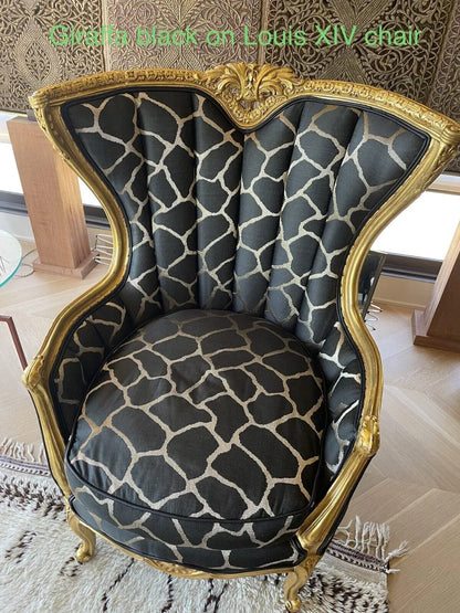 Scalamandre Giraffa Black Giraffe Animal Skin Heavy Silk Jacquard MSRP USD358/y