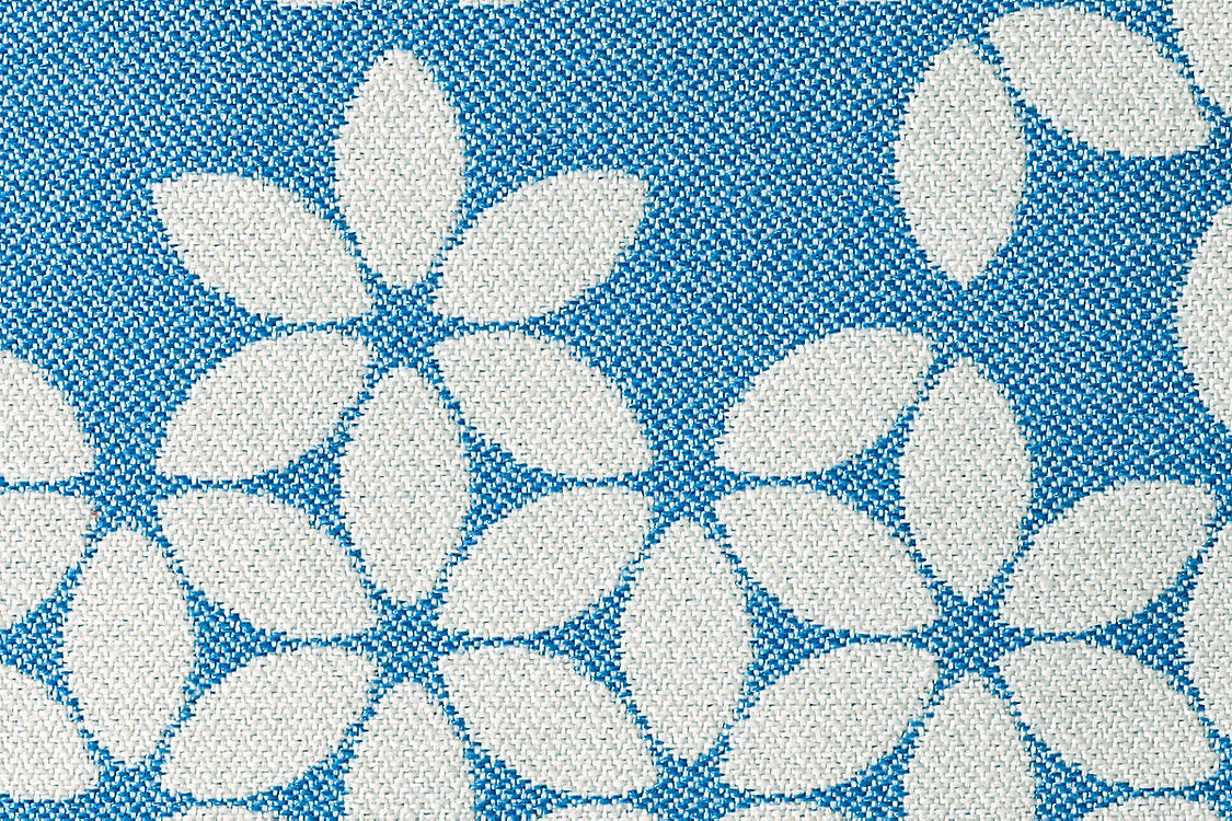 Special Order Scalamandre Sonnen Pause Caribbean Blue White Reversible Ivory Floral Geometric MSRP USD284/y