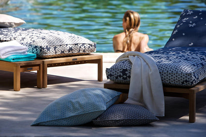 Special Order Scalamandre Sonnen Pause Caribbean Blue White Reversible Ivory Floral Geometric MSRP USD284/y