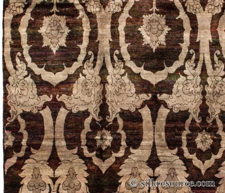 Stark Ciudad Madero Olive Green Silk Rug Hand Knotted Classic Medallion Damask 8x10' MSRP USD16200