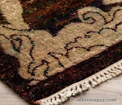 Stark Ciudad Madero Olive Green Silk Rug Hand Knotted Classic Medallion Damask 8x10' MSRP USD16200