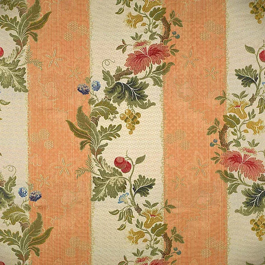 Scalamandre Colony Villa Lante Stripe Multi on Salmon Orange Renaissance Classic MSRP USD 578/y