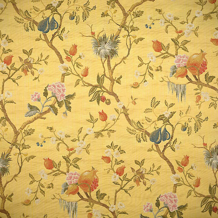 Scalamandre Colony Melograno Multi on Maize Floral Silk Lampas - Yellow - Special Order