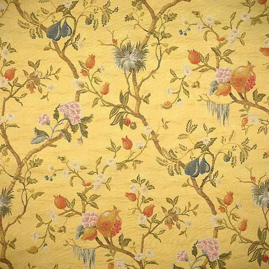 Scalamandre Colony Melograno Multi on Maize Floral Silk Lampas - Yellow - Special Order