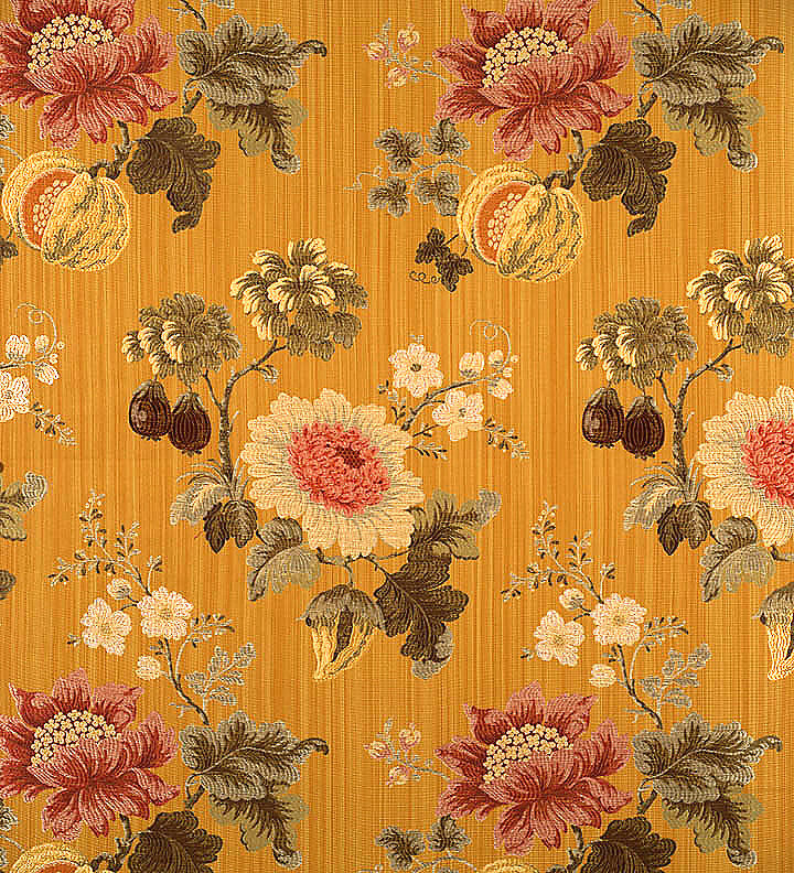 Special Order Scalamandre Colony Perrault Gold Pink Green Floral Pomegranate Cotton Silk MSRP USD710/y