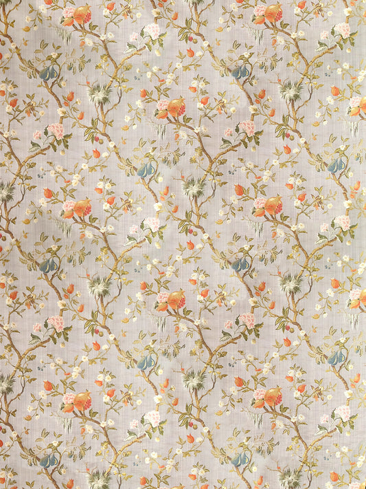 Scalamandre Colony Melograno Perla Silk Lampas Floral Fabric - Light Blue - Special Order