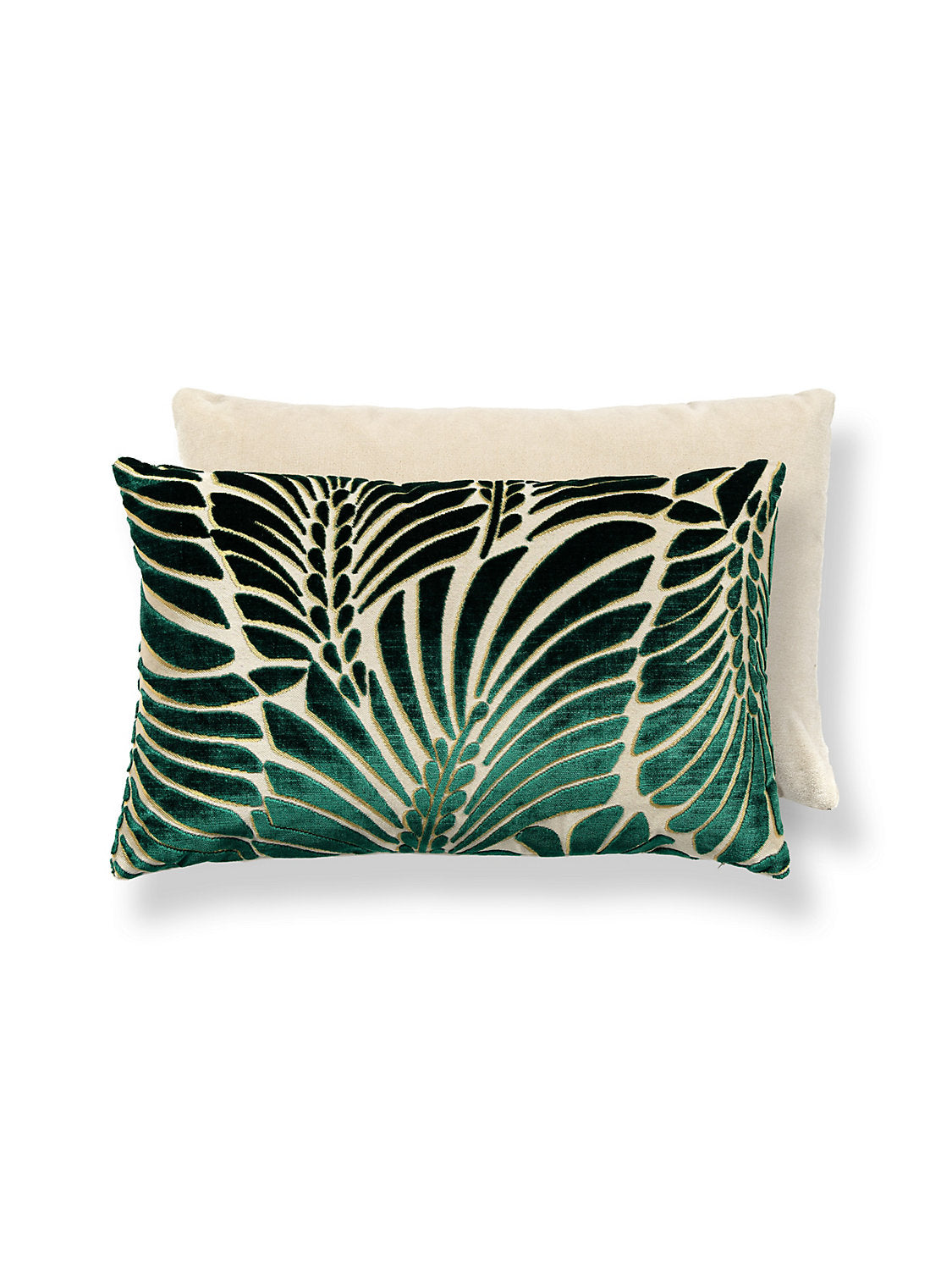 Scalamandre Plumes 14 X 22 - Viridian / Beige Decorative Pillow