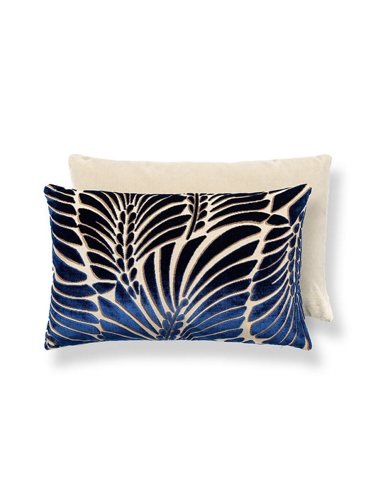Old World Weavers Plumes 14 X 22 - Sapphire / Beige Decorative Pillow