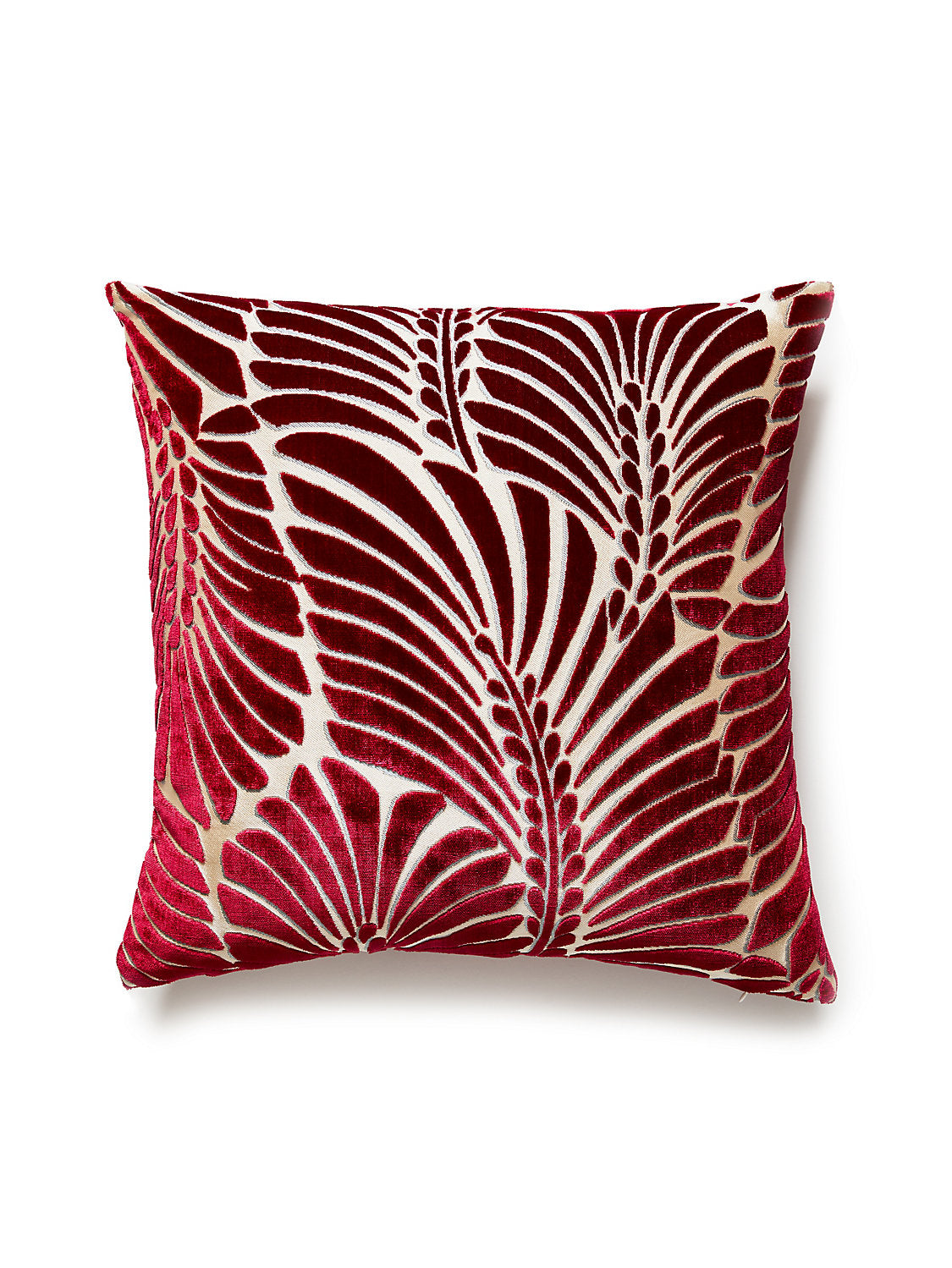 Old World Weavers Plumes Silk Velvet 22 X 22 - Cerise Decorative Pillow