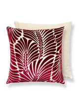 Scalamandre Plumes 22 X 22 - Cerise / Beige Decorative Pillow