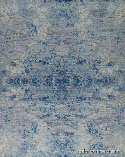 Stark Cedartown Light Slate Grey Modern Blue Grey Rug Medallion Hand Knotted - 100% Silk - 9x12' MSRP USD16250