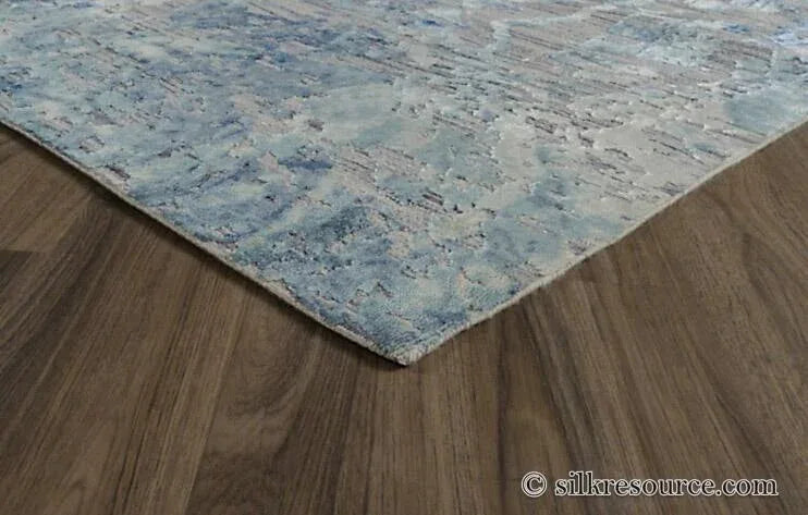 Stark Cedartown Light Slate Grey Modern Blue Grey Rug Medallion Hand Knotted - 100% Silk - 9x12' MSRP USD16250