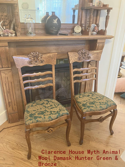 By Yard Clarence House Myth Animal Wool Epingle Hunter Green &amp; Bronze