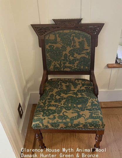 By Yard Clarence House Myth Animal Wool Epingle Hunter Green &amp; Bronze