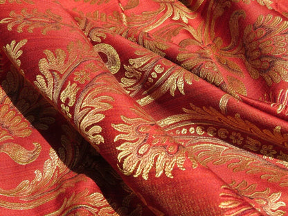 3y Coraggio Silk Heavy Lampas Artichoke Renaissance Crimson Red Gold B17-19