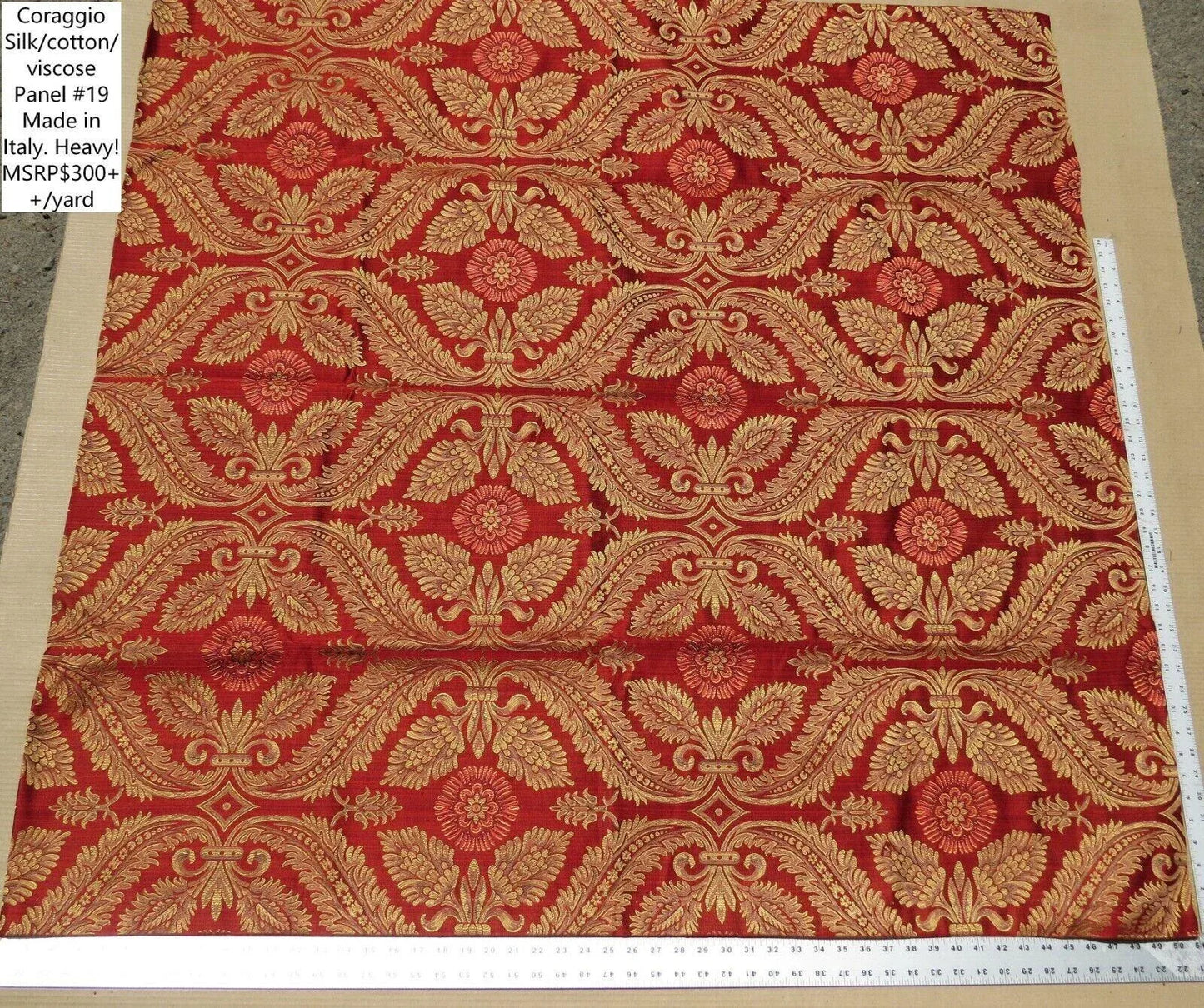 3y Coraggio Silk Heavy Lampas Artichoke Renaissance Crimson Red Gold B17-19