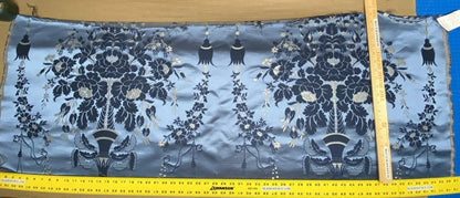 Scalamandre Neoclassical Meuse Ornamental Silver &amp; Blue Silk Pearl Peacock Piece B