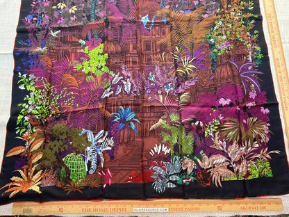 Art Scarf Tropical Resort Jungle Dream Palm Coconut Lemur Zebra Fox Birds Double Sided Purple Red Green High End Silk Twill 41 Inches