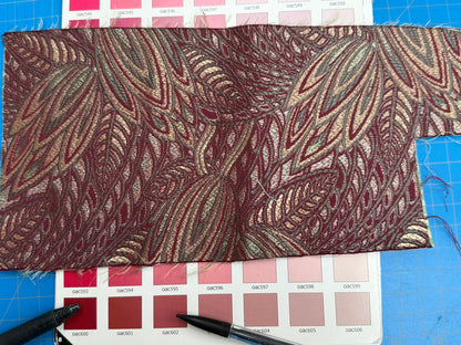 Scalamandre Napoli Bordeaux Red Gold Feather Paisley Silk Lampas MSRP USD 236/Y Grey Watkins