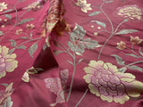 By yard Stunner Chino-asian Pink Peony Butterfly “ruby”  Red Gold Green100% Silk Lampas