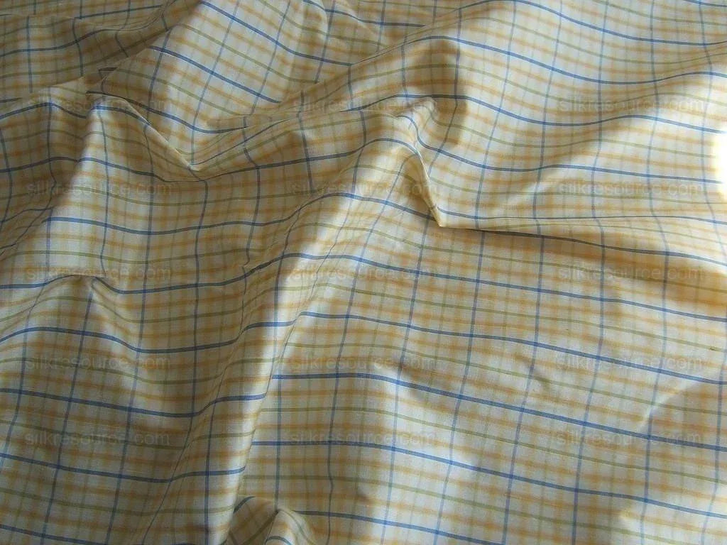 By yard Kravet 100% Silk and Sky-blue Yellow White Gingham Check Plaid
