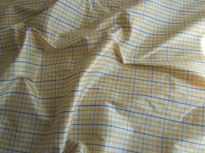 By yard Kravet 100% Silk and Sky-blue Yellow White Gingham Check Plaid
