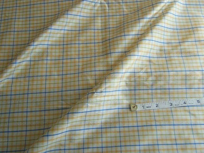 By yard Kravet 100% Silk and Sky-blue Yellow White Gingham Check Plaid