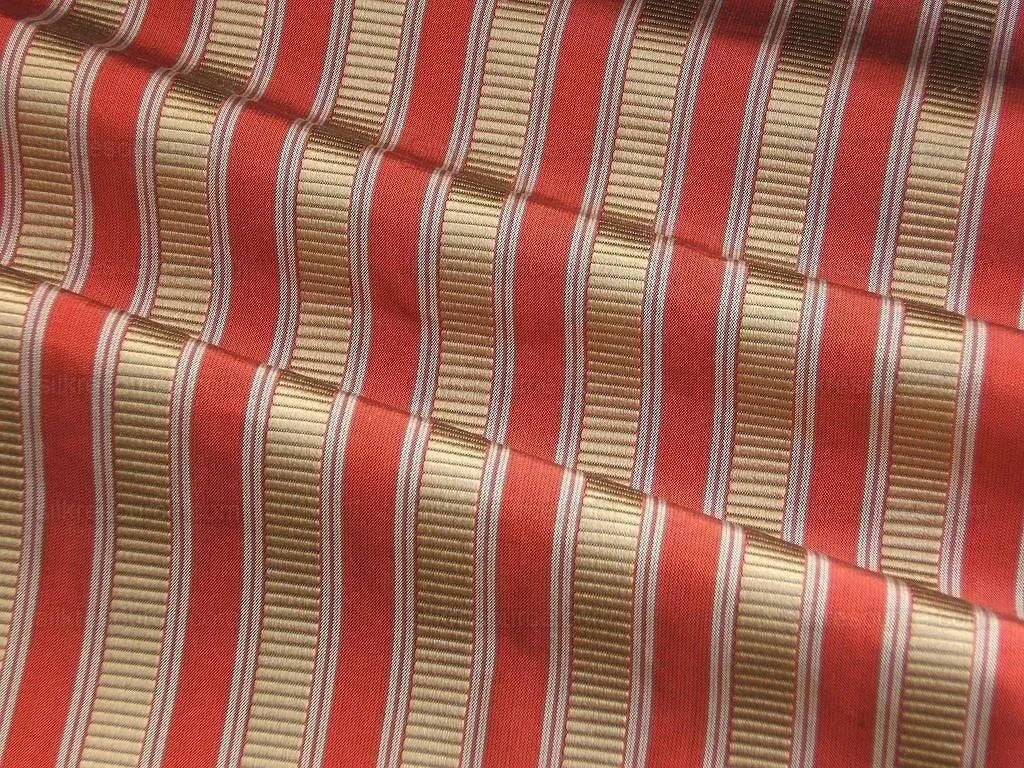 Scalamandre 100%silk Shirred Stripe Persimmon Red Bronze MSRP USD 363/Y