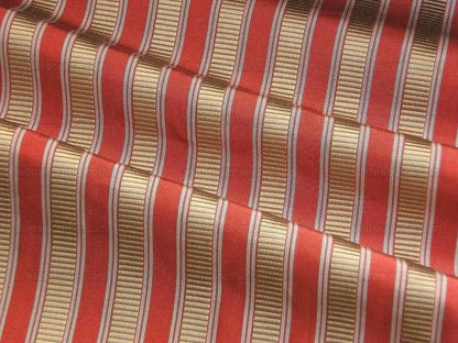 2.6Y Scalamandre 100% silk Shirred Stripe Persimmon Red Bronze Luxurious Timeless MSRP USD 363/Y minor defects