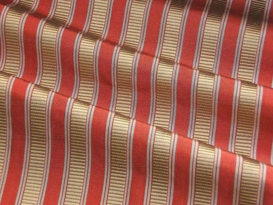4.25Y Scalamandre 100%silk Shirred Stripe Persimmon Red Bronze MSRP USD 363/Y minor defects