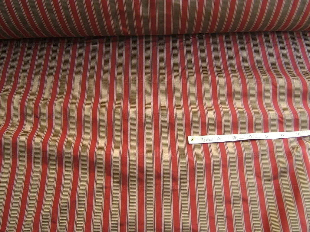 1.3y Scalamandre 100%silk Shirred Stripe Red Bronze MSRP USD363/Y